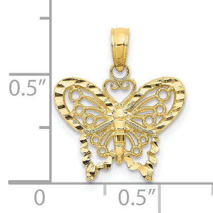 10K Yellow Gold 10K Diamond-Cut Butterfly Pendant