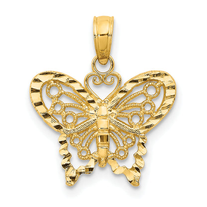 10K Yellow Gold 10K Diamond-Cut Butterfly Pendant