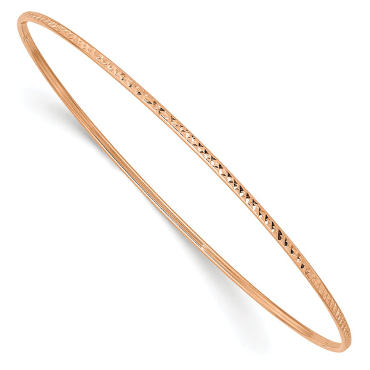 10K Rose Gold 1.5mm Diamond-Cut Slip-On Bangle Bracelet