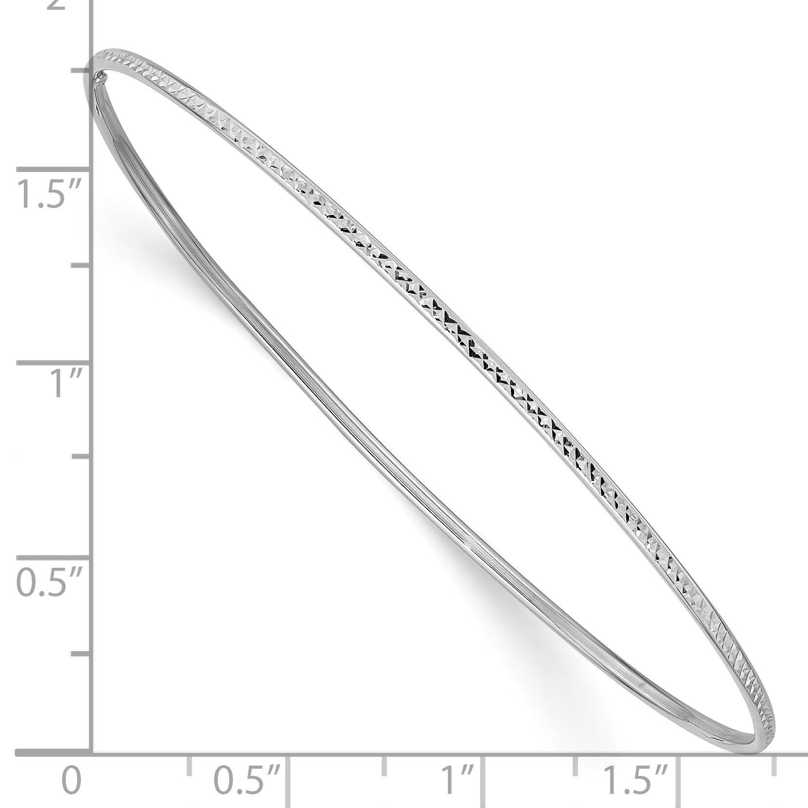 10K White Gold 1.5mm Diamond-Cut Slip-On Bangle Bracelet