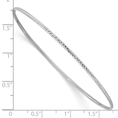 10K White Gold 1.5mm Diamond-Cut Slip-On Bangle Bracelet