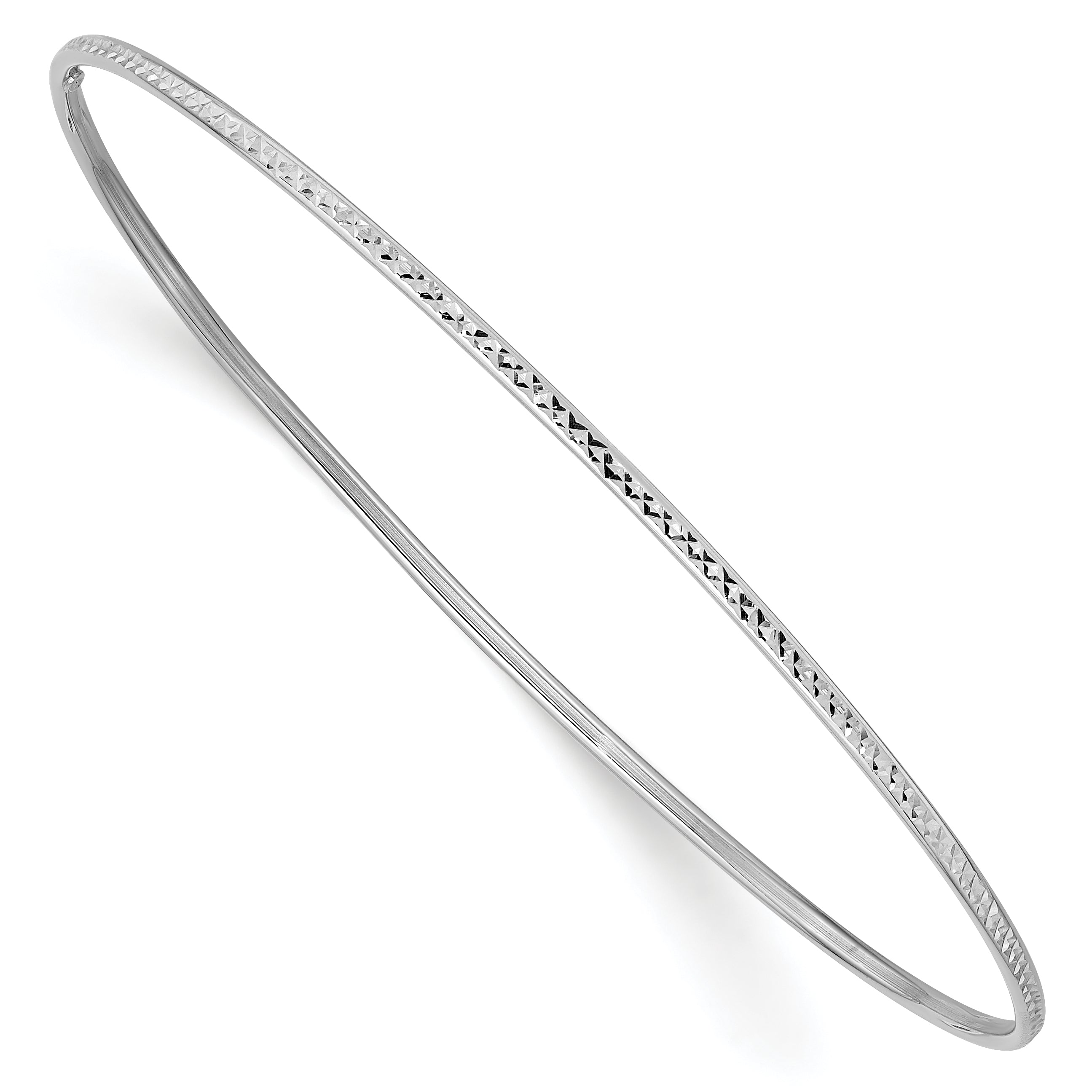 10K White Gold 1.5mm Diamond-Cut Slip-On Bangle Bracelet