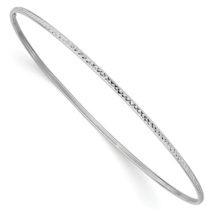 10K White Gold 1.5mm Diamond-Cut Slip-On Bangle Bracelet