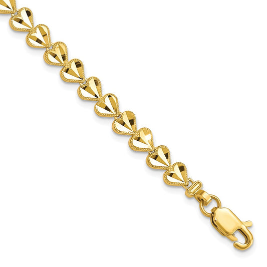 10K Yellow Gold Heart Bracelet