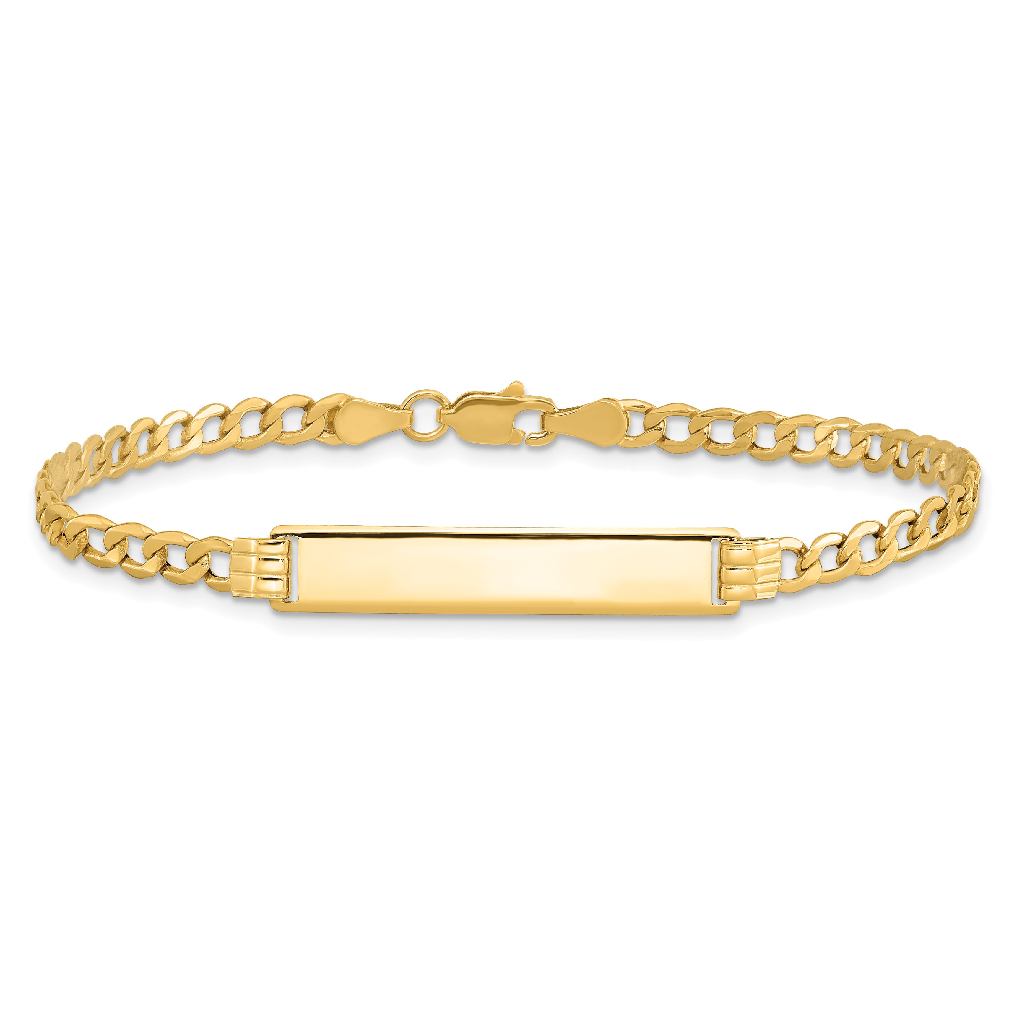 10K Yellow Gold Semi-Solid Curb Link Id Bracelet