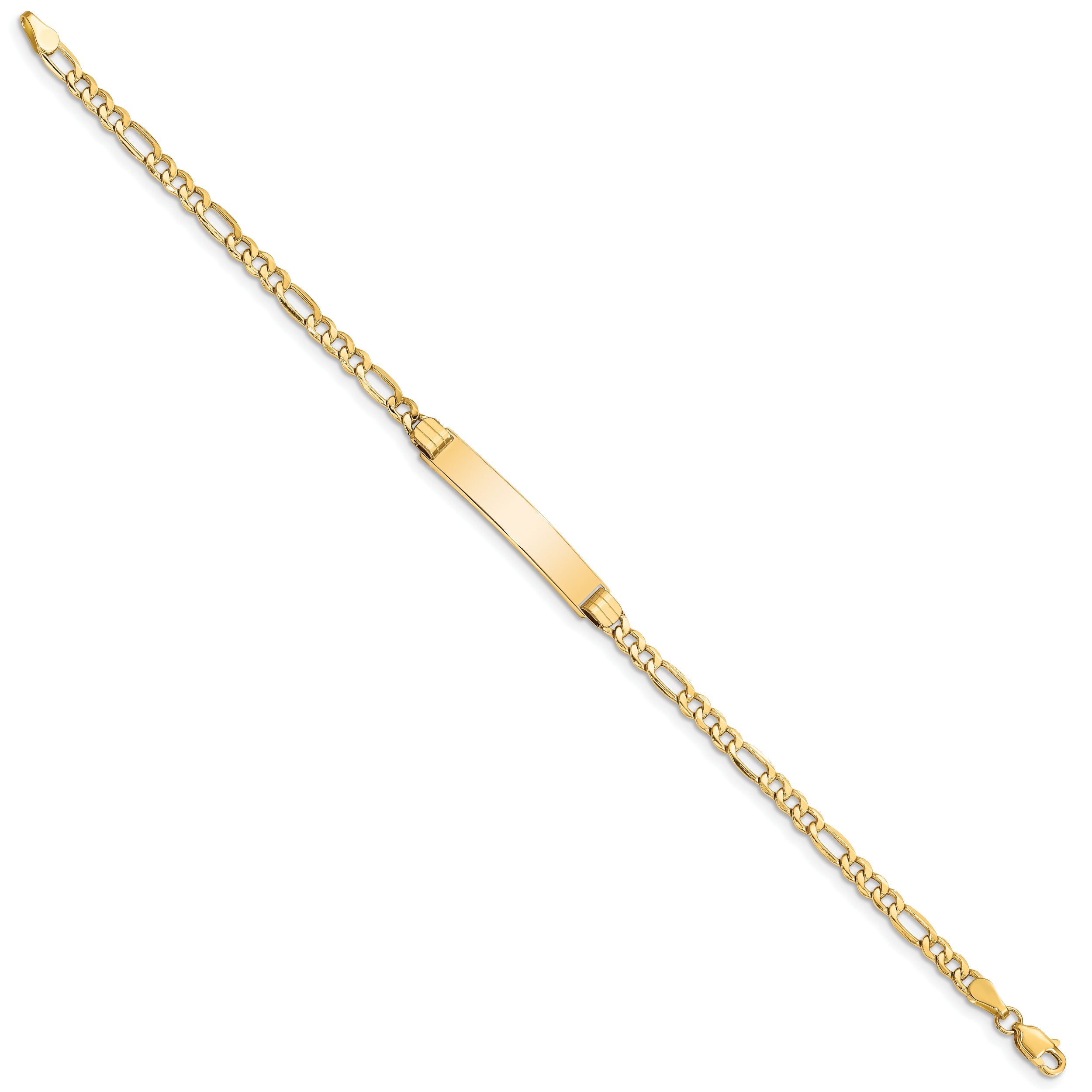 10K Yellow Gold Semi-Solid Figaro Link Id Bracelet