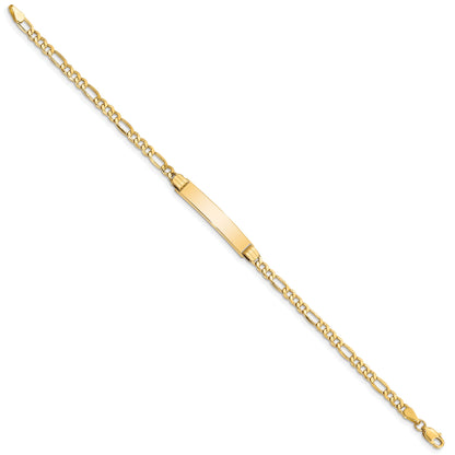 10K Yellow Gold Semi-Solid Figaro Link Id Bracelet