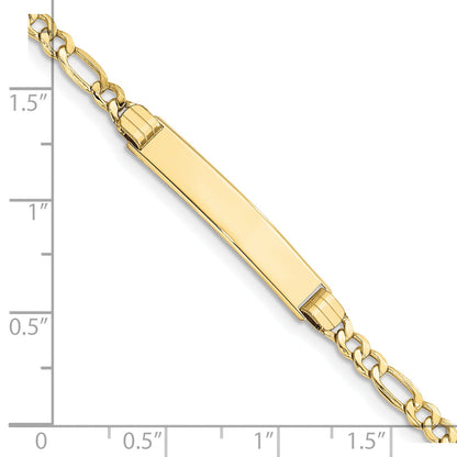 10K Yellow Gold Semi-Solid Figaro Link Id Bracelet