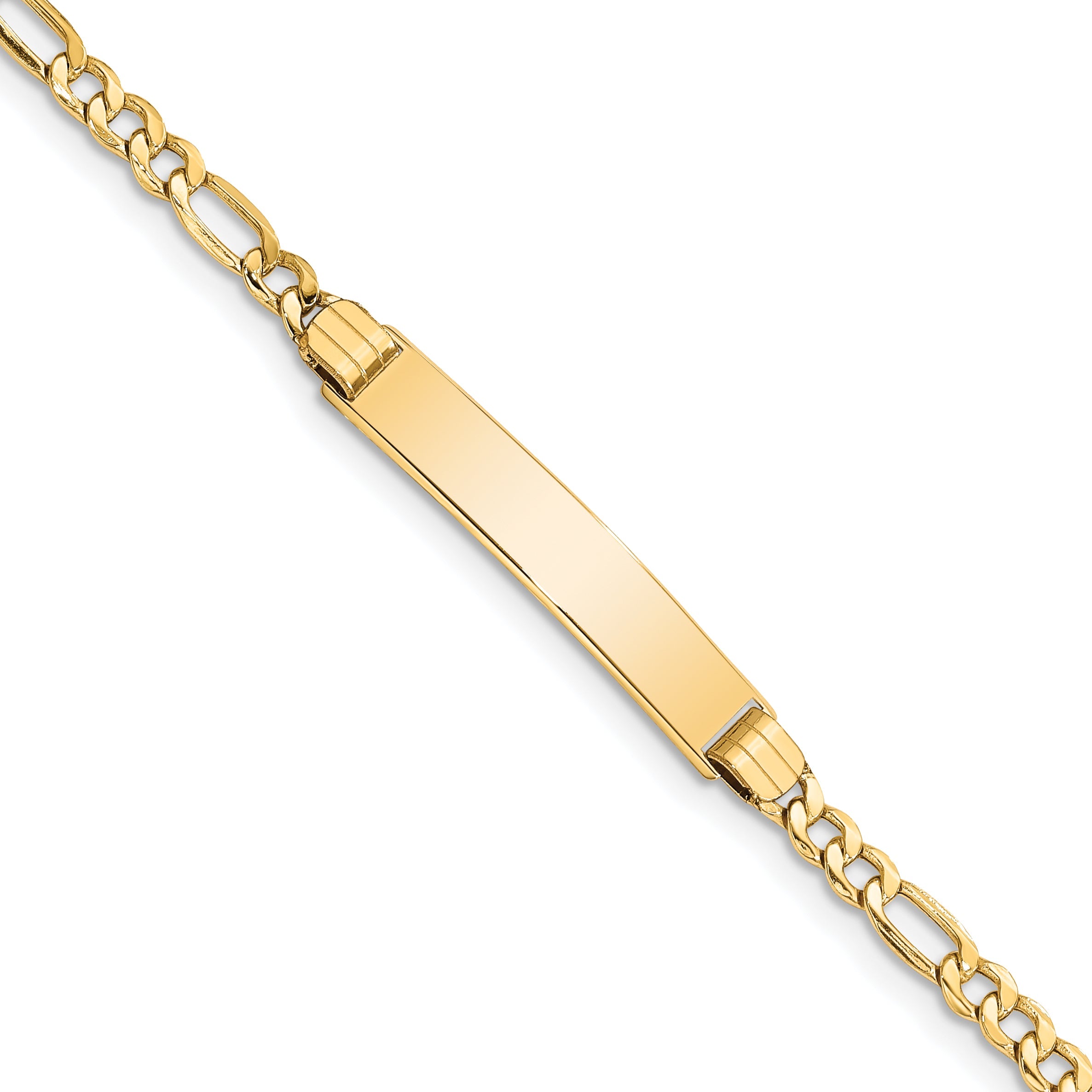 10K Yellow Gold Semi-Solid Figaro Link Id Bracelet
