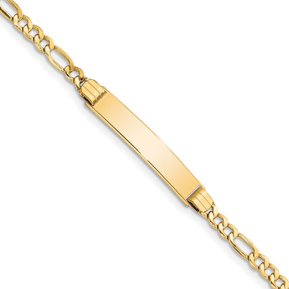 10K Yellow Gold Semi-Solid Figaro Link Id Bracelet