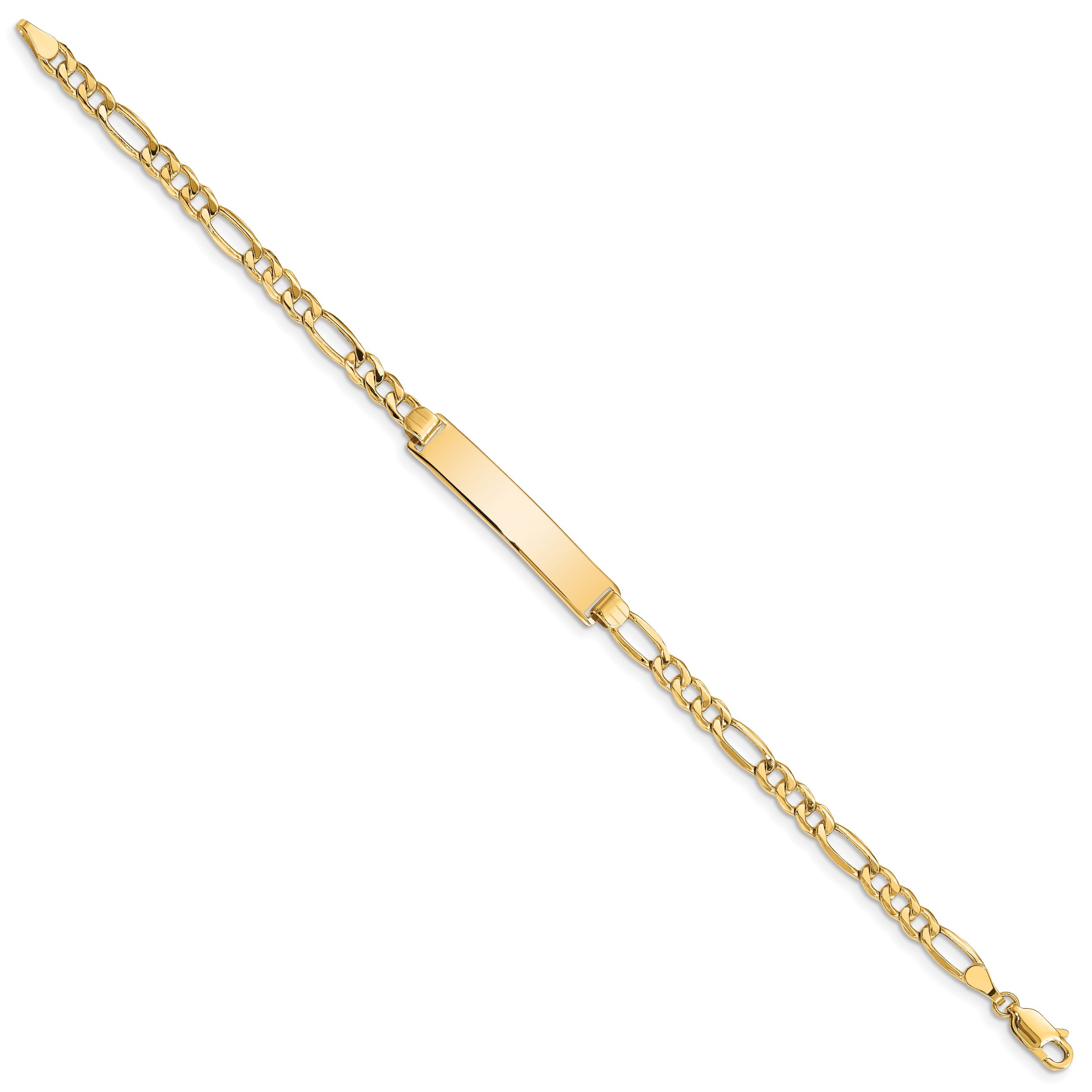 10K Yellow Gold Semi-Solid Figaro Link Id Bracelet