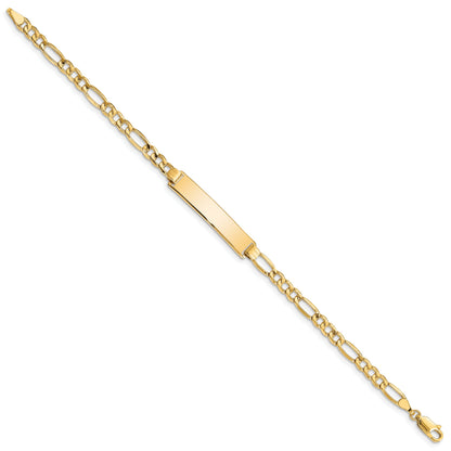 10K Yellow Gold Semi-Solid Figaro Link Id Bracelet