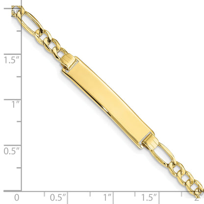 10K Yellow Gold Semi-Solid Figaro Link Id Bracelet