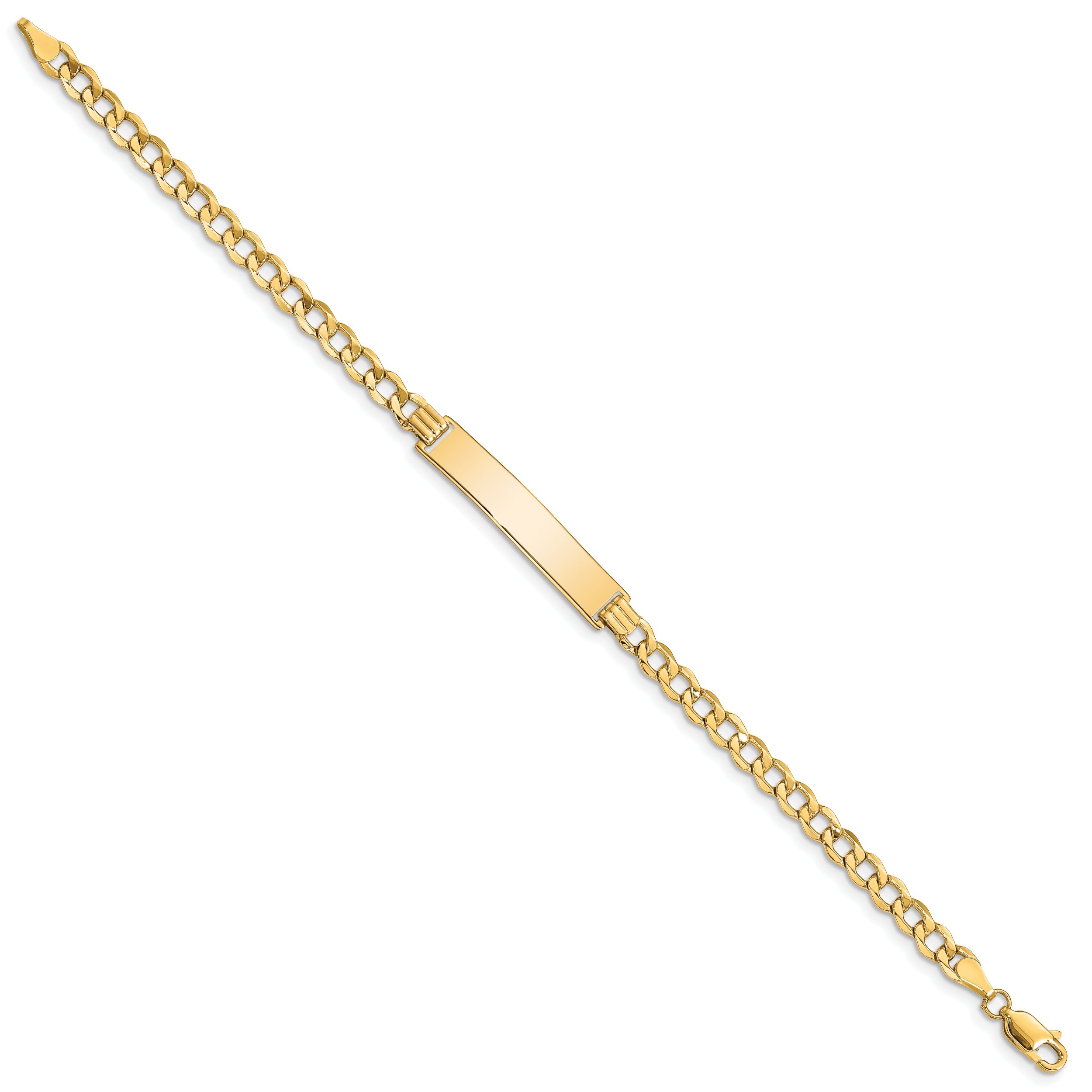 10K Yellow Gold Semi-Solid Curb Link Id Bracelet