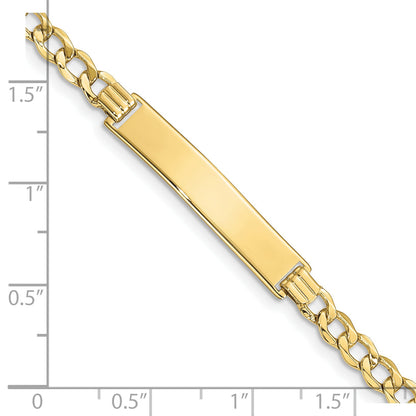 10K Yellow Gold Semi-Solid Curb Link Id Bracelet