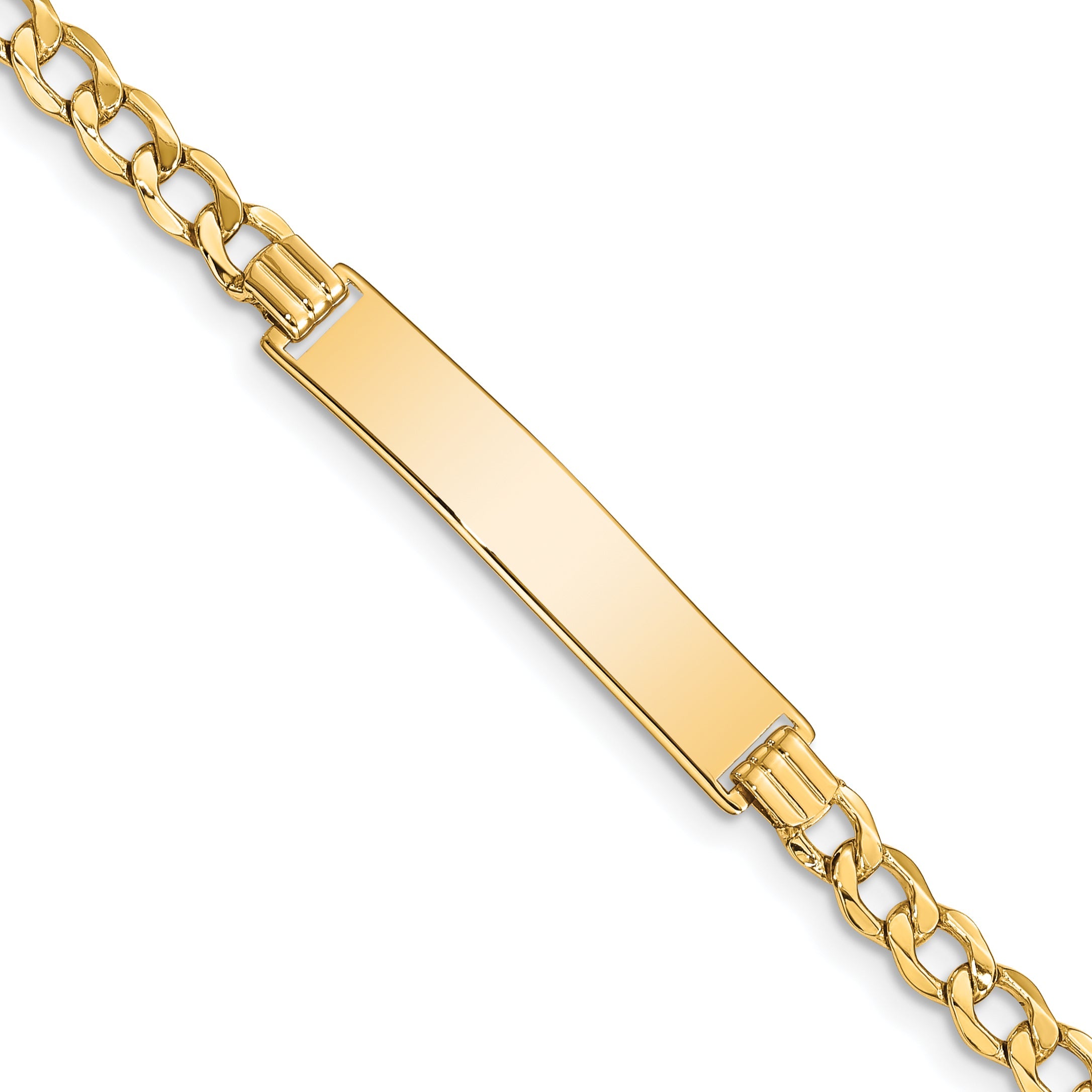 10K Yellow Gold Semi-Solid Curb Link Id Bracelet