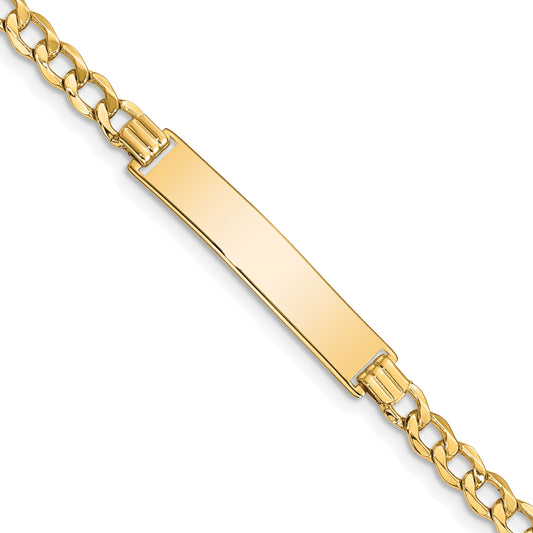 10K Yellow Gold Semi-Solid Curb Link Id Bracelet