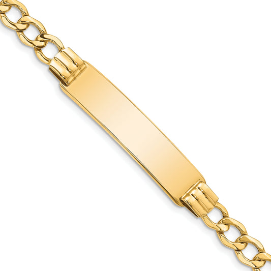 10K Yellow Gold Semi-Solid Curb Link Id Bracelet