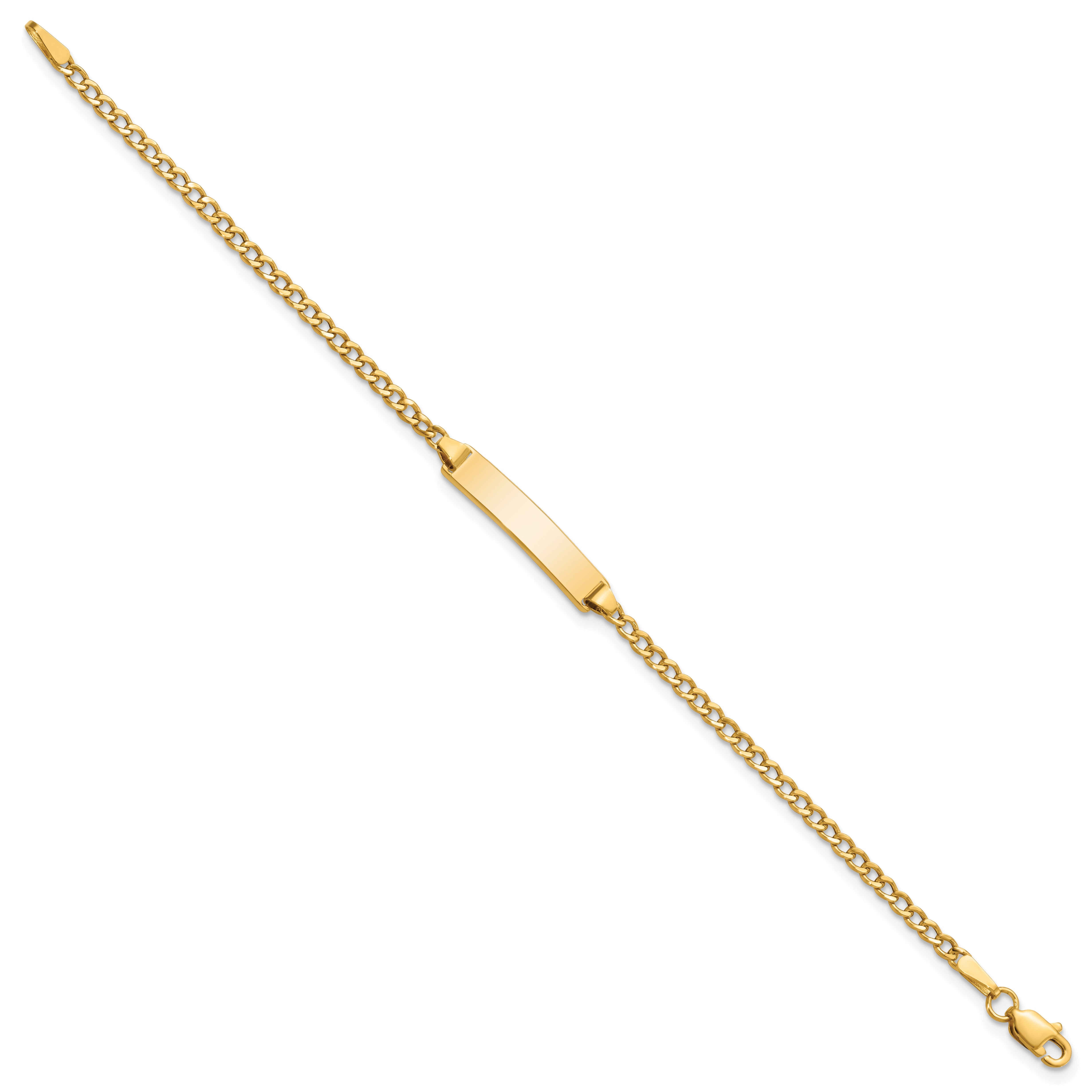 10K Yellow Gold Semi-Solid Curb Link Id Bracelet