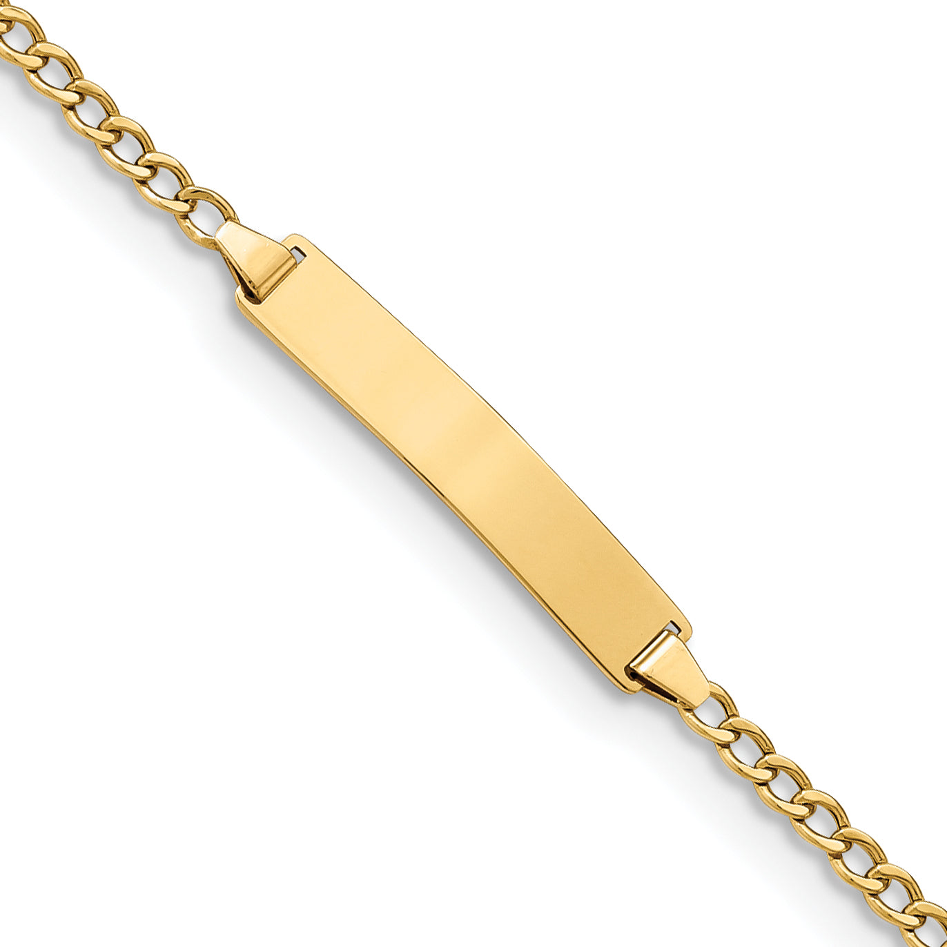 10K Yellow Gold Semi-Solid Curb Link Id Bracelet
