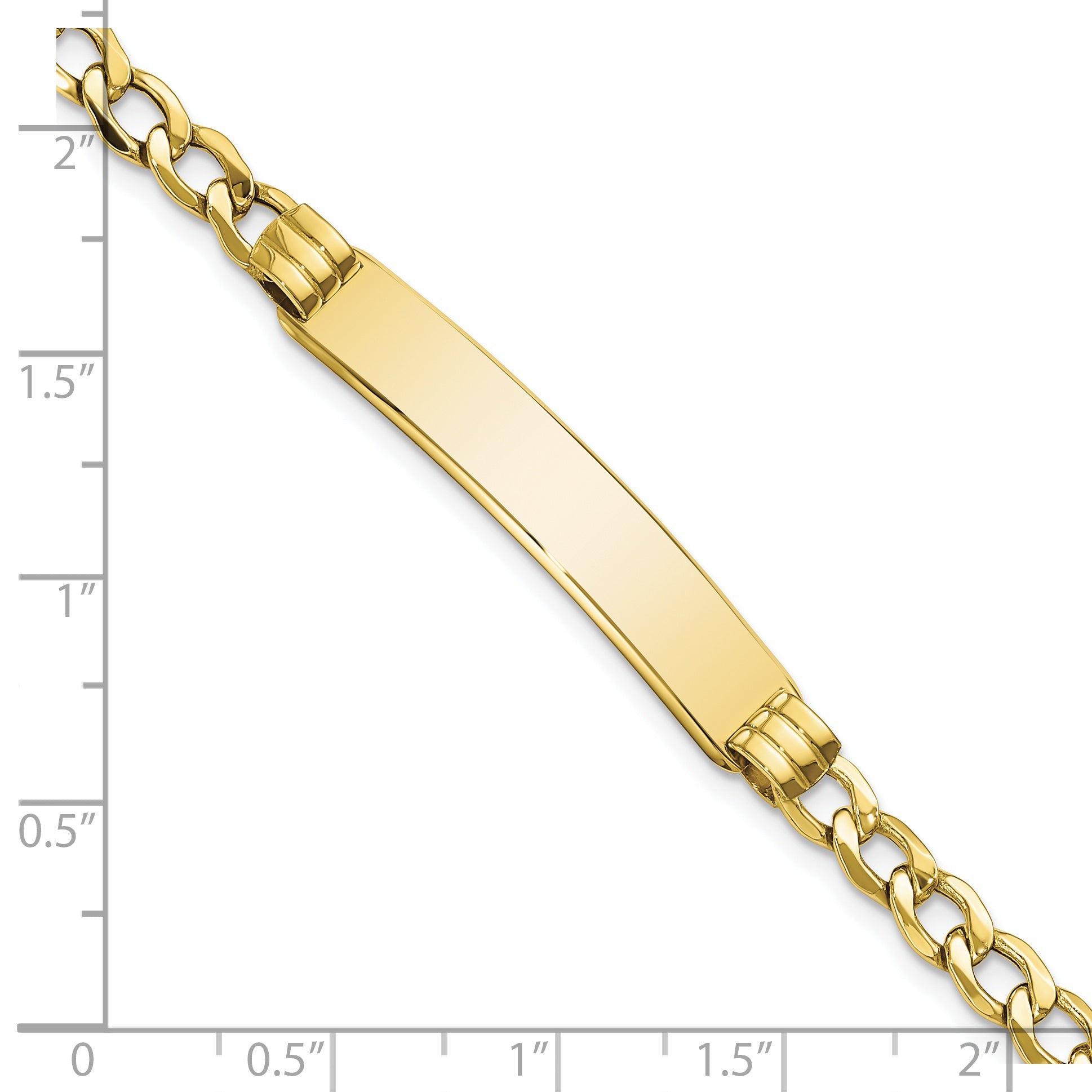 10K Yellow Gold Semi-Solid Curb Link Id Bracelet