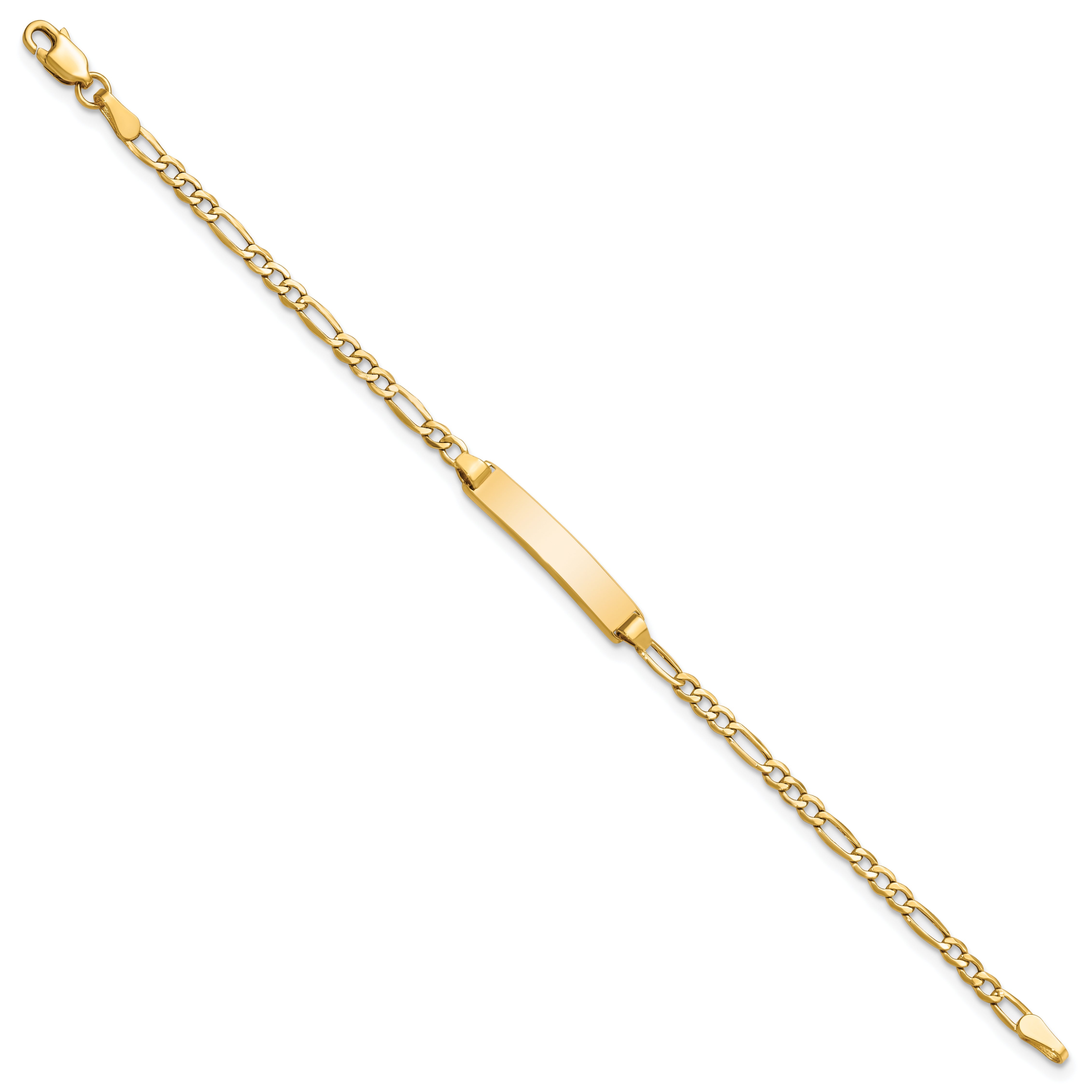 10K Yellow Gold Semi-Solid Figaro Link Id Bracelet