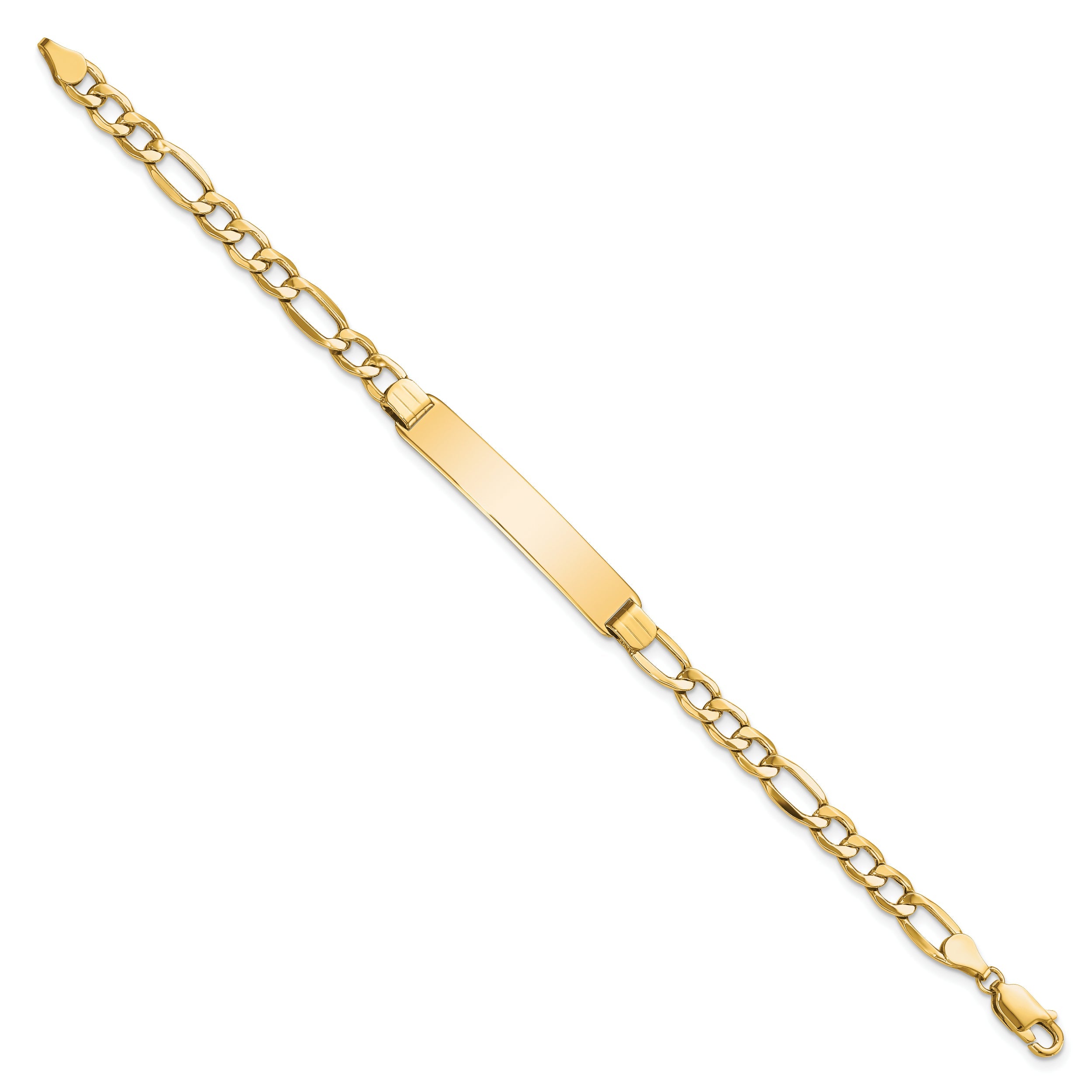10K Yellow Gold Semi-Solid Figaro Link Id Bracelet