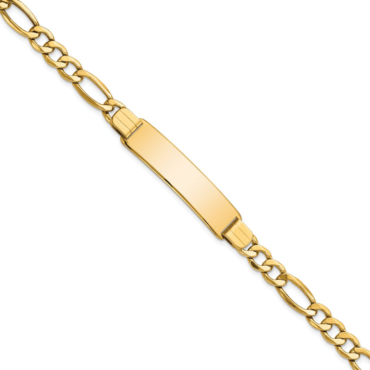 10K Yellow Gold Semi-Solid Figaro Link Id Bracelet