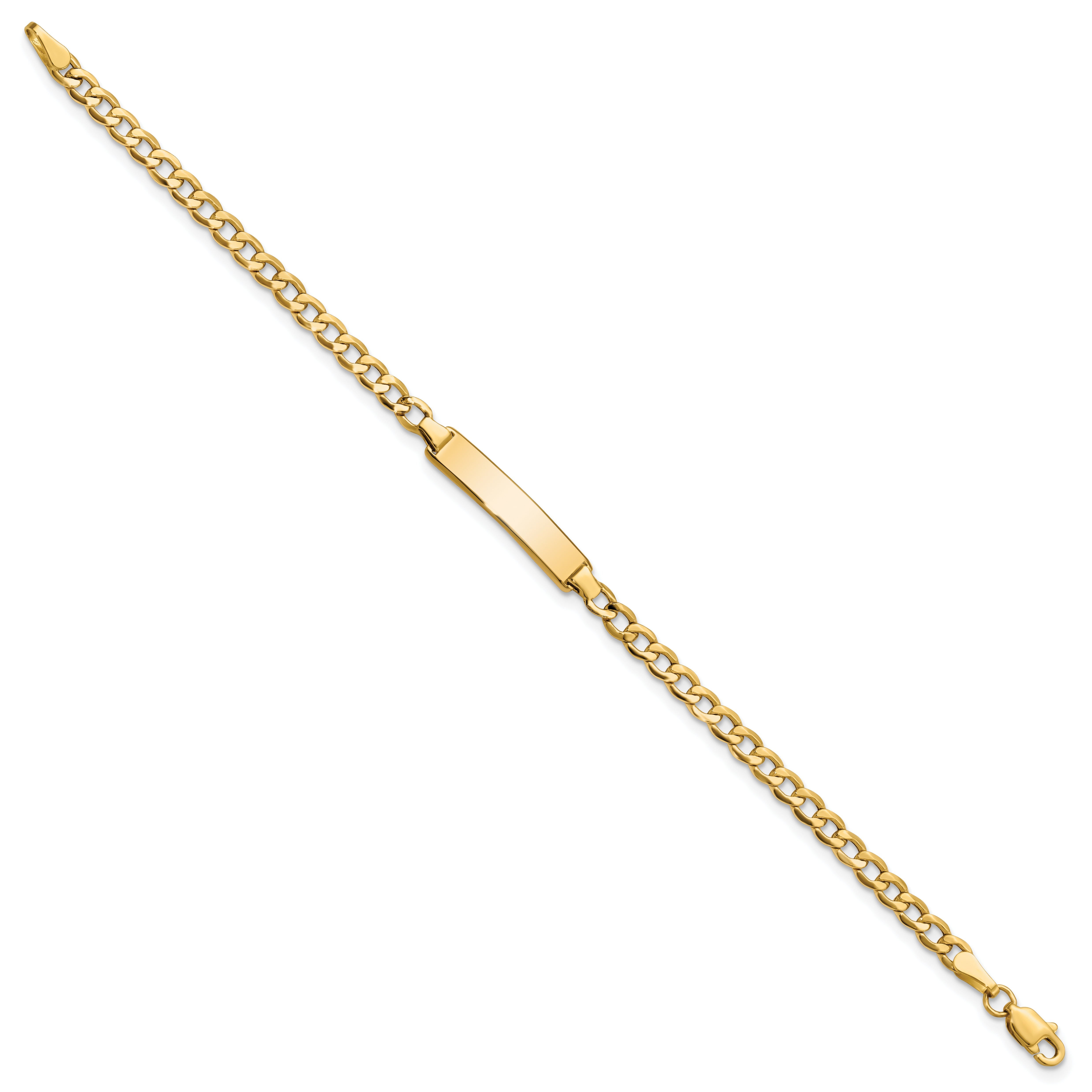 10K Yellow Gold Semi-Solid Curb Link Id Bracelet