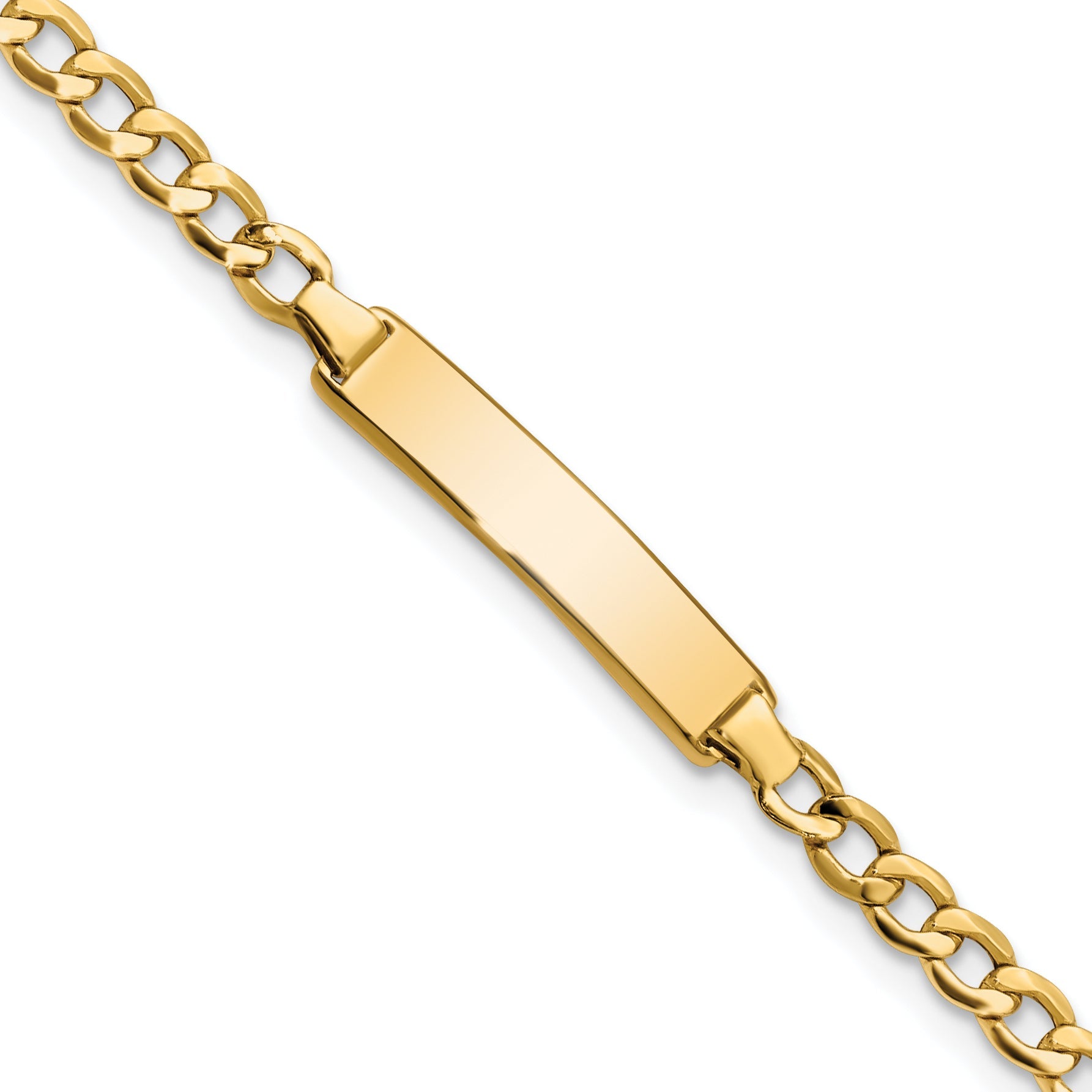 10K Yellow Gold Semi-Solid Curb Link Id Bracelet