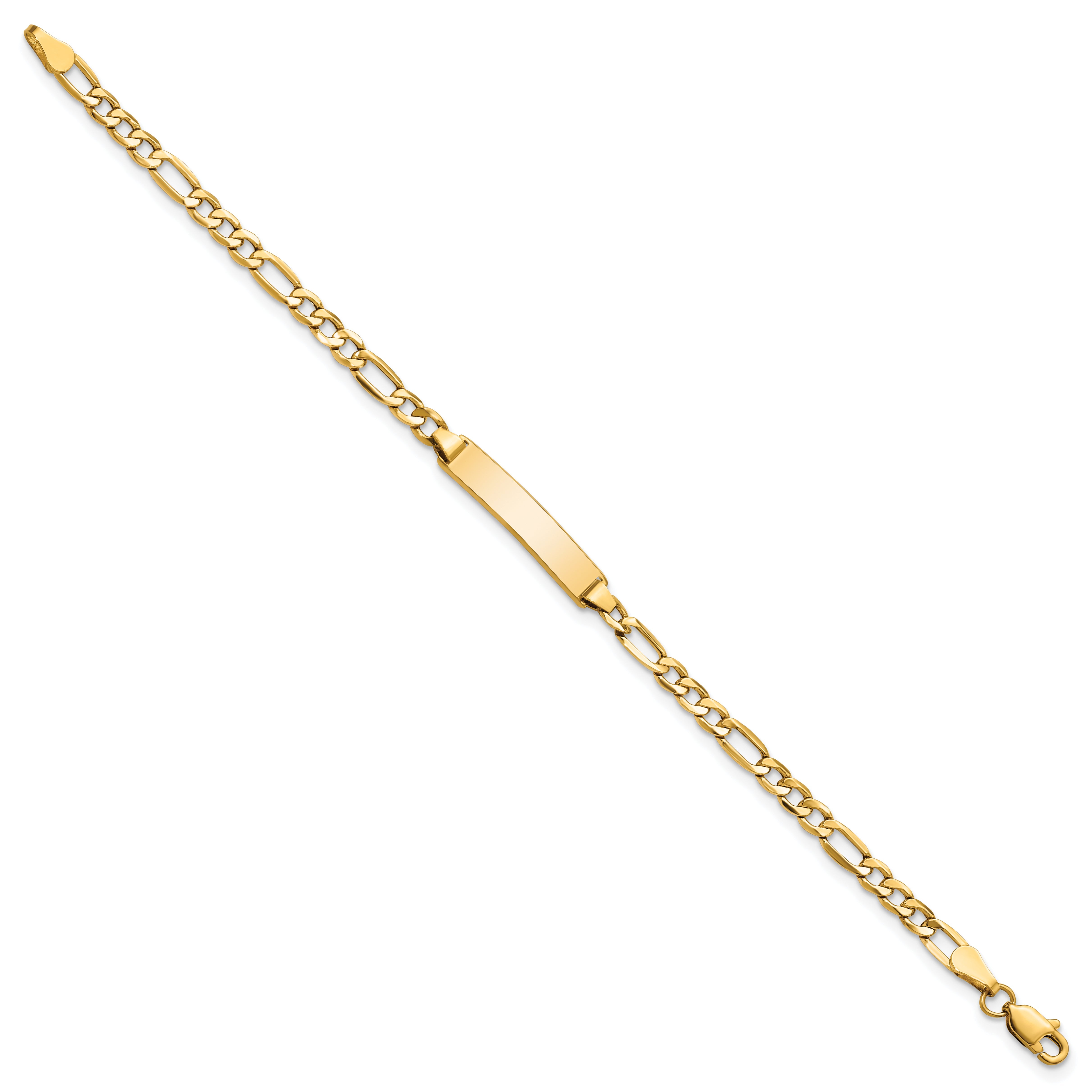 10K Yellow Gold Semi-Solid Figaro Link Id Bracelet
