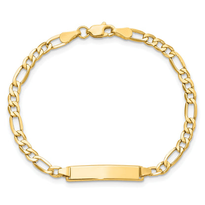 10K Yellow Gold Semi-Solid Figaro Link Id Bracelet