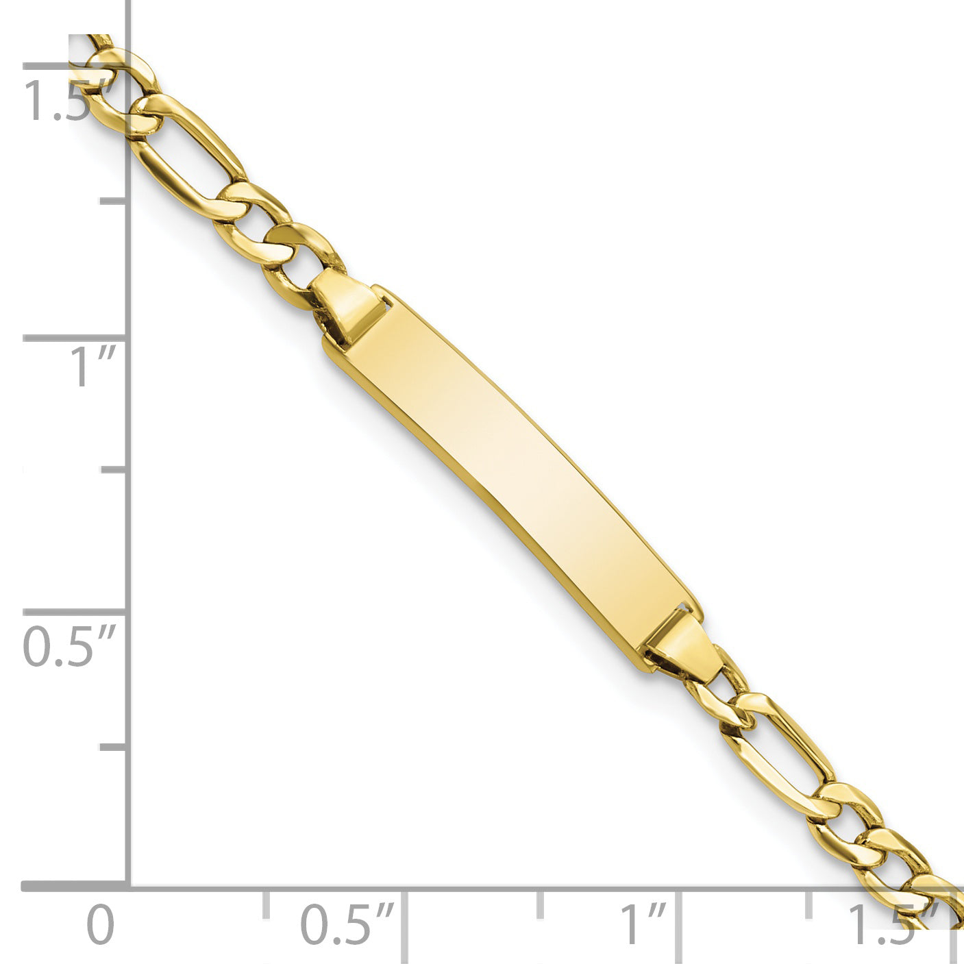 10K Yellow Gold Semi-Solid Figaro Link Id Bracelet