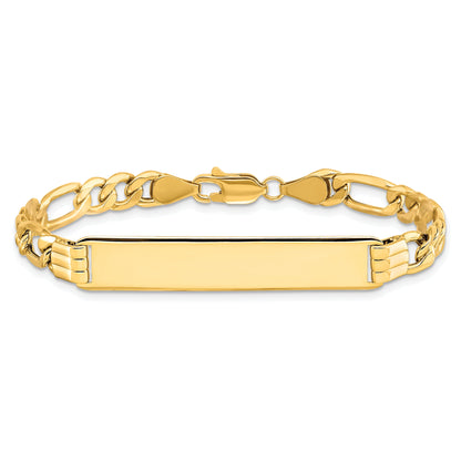 10K Yellow Gold Semi-Solid Figaro Link Id Bracelet