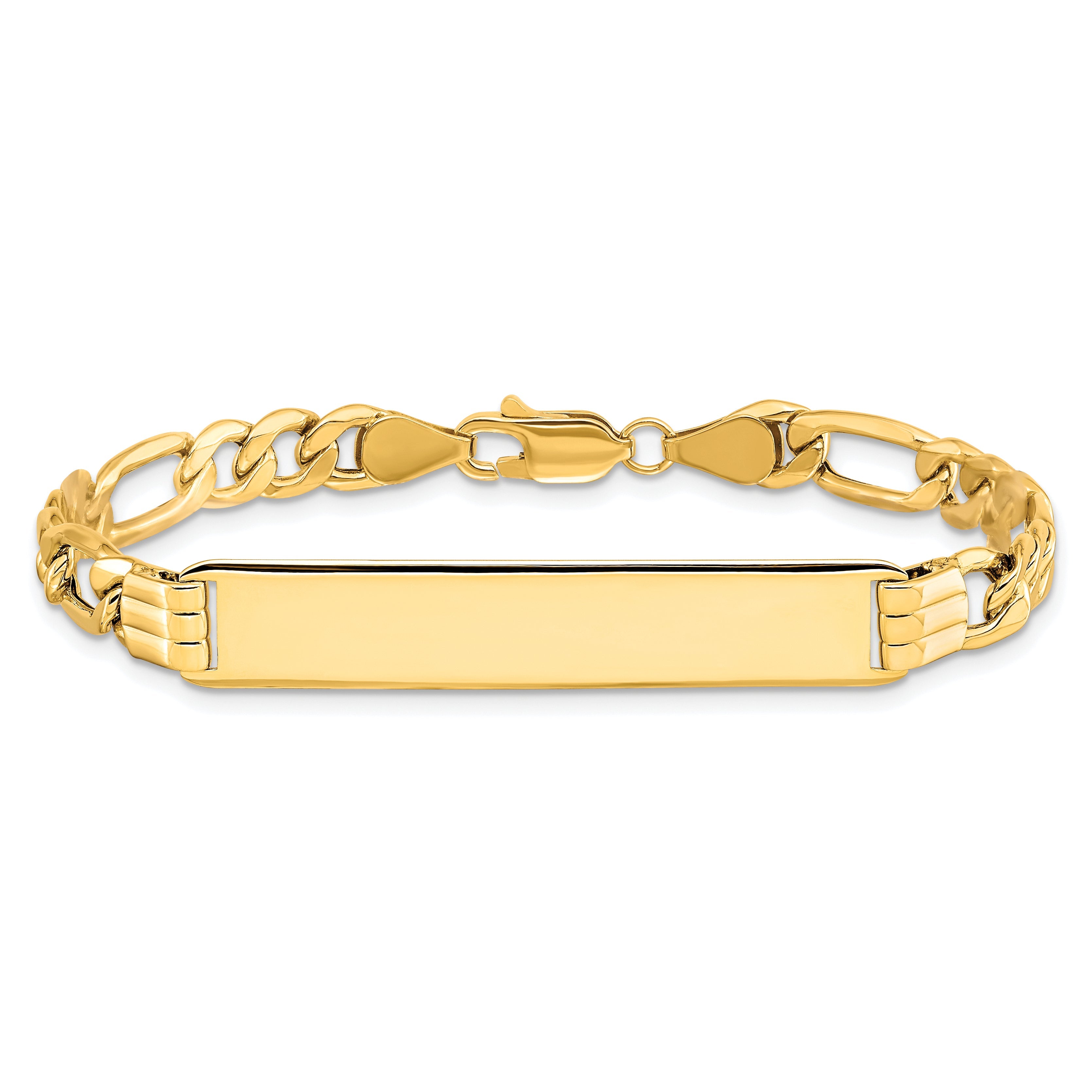 10K Yellow Gold Semi-Solid Figaro Link Id Bracelet