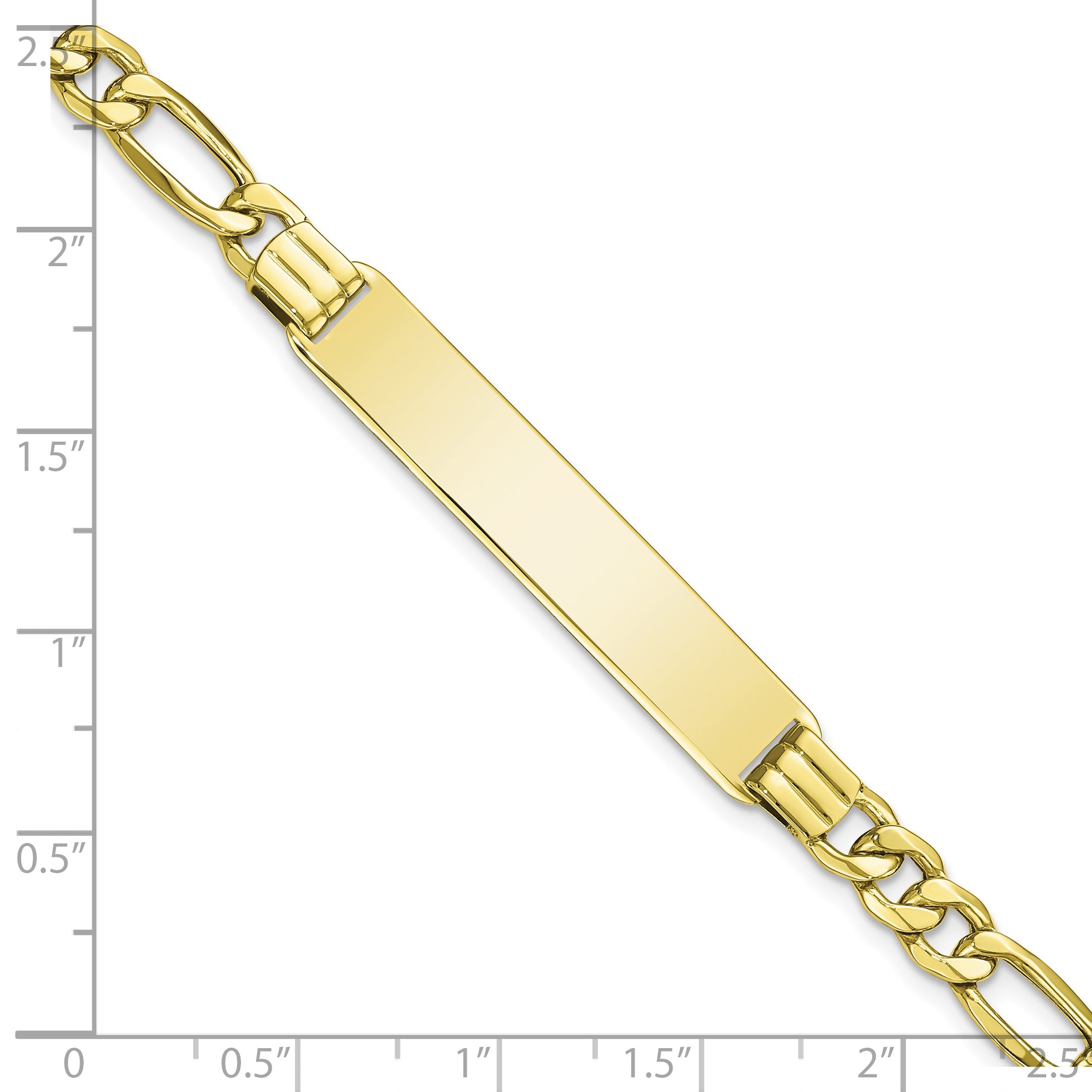 10K Yellow Gold Semi-Solid Figaro Link Id Bracelet