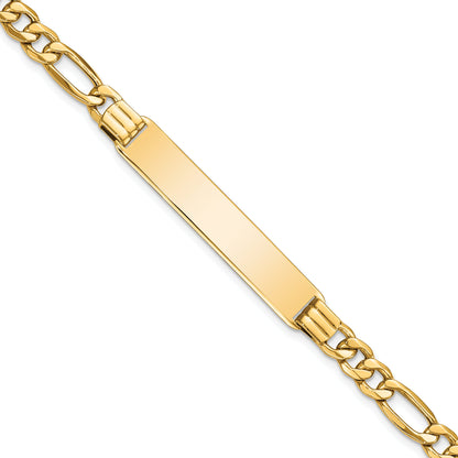 10K Yellow Gold Semi-Solid Figaro Link Id Bracelet
