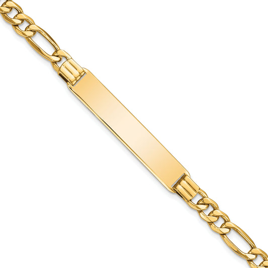 10K Yellow Gold Semi-Solid Figaro Link Id Bracelet