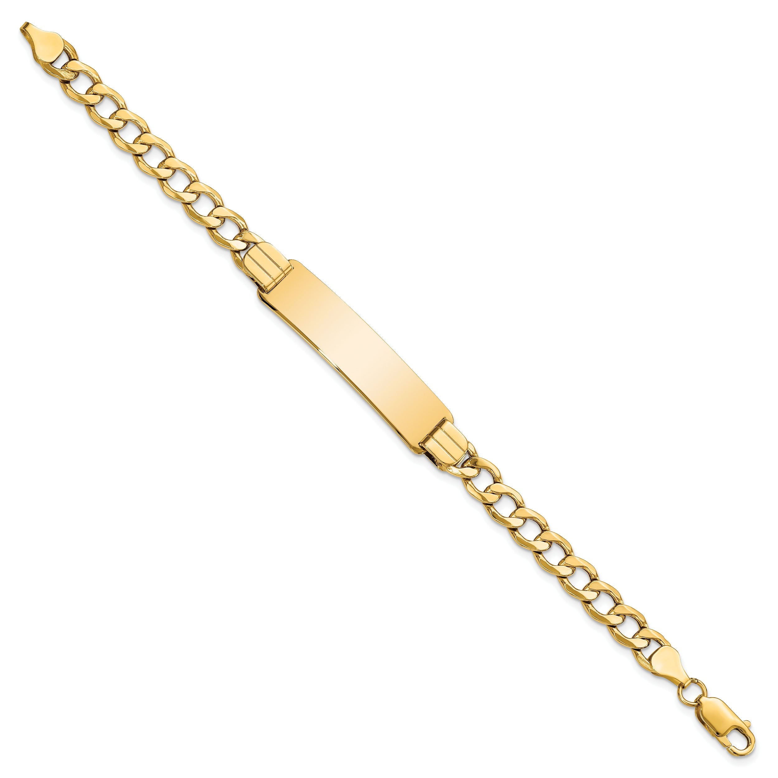 10K Yellow Gold Semi-Solid Curb Link Id Bracelet