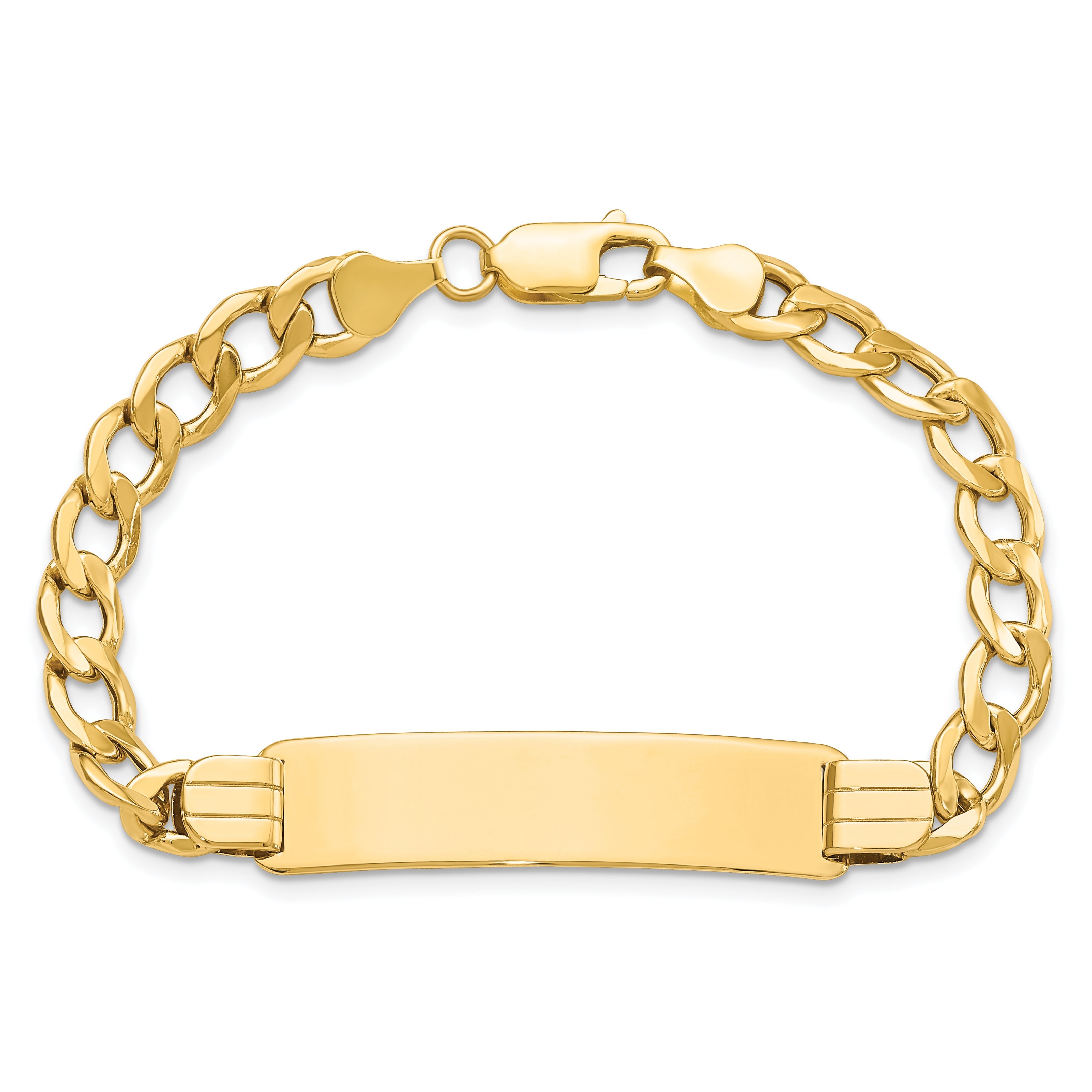 10K Yellow Gold Semi-Solid Curb Link Id Bracelet