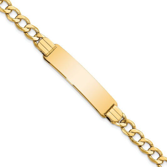 10K Yellow Gold Semi-Solid Curb Link Id Bracelet
