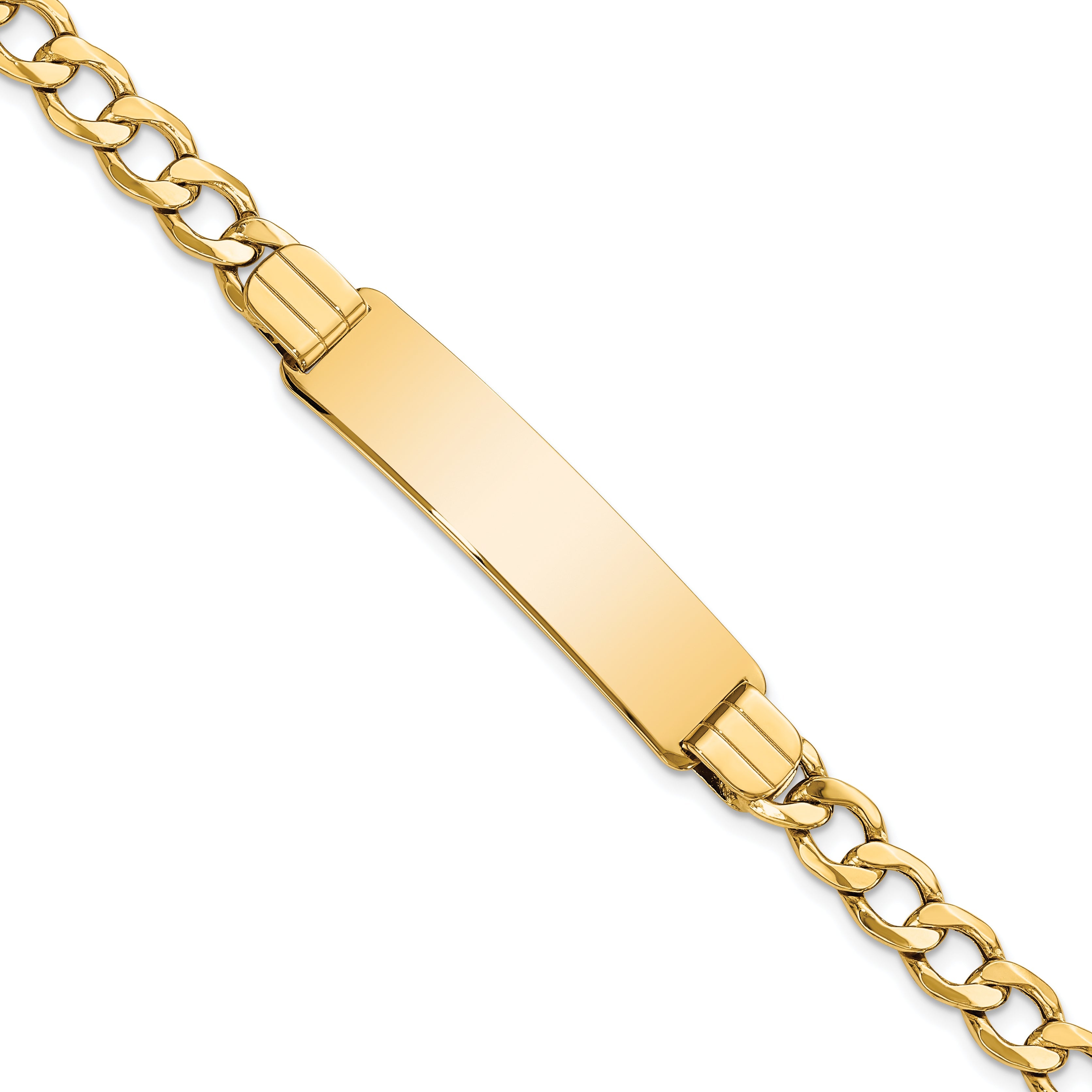 10K Yellow Gold Semi-Solid Curb Link Id Bracelet