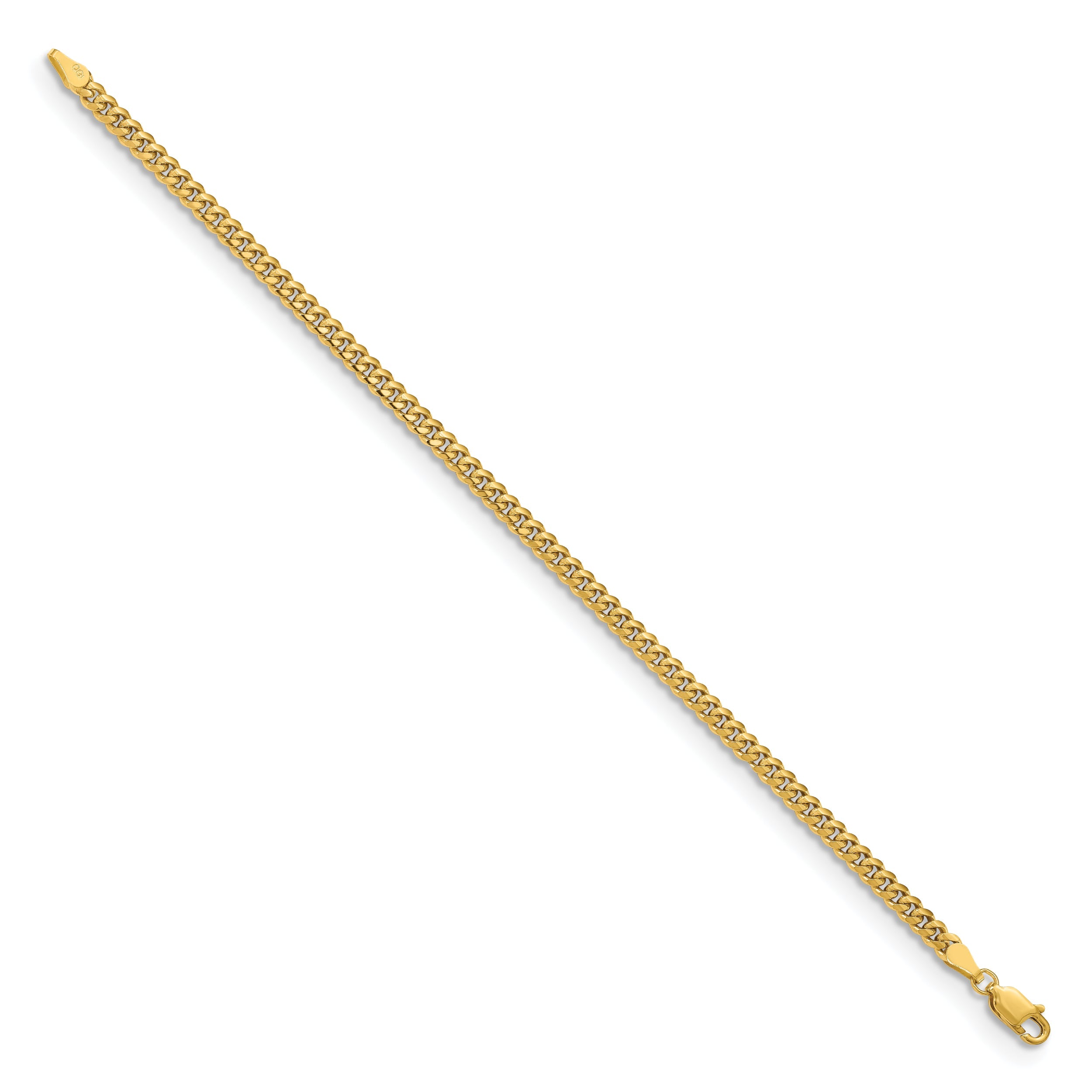 8 Inch 10K Yellow Gold 10K 3.5mm Solid Miami Cuban Chain Bracelet