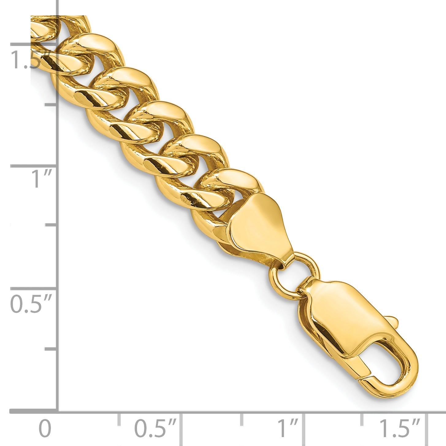 8.5 Inch 10K Yellow Gold 10K 6.75mm Solid Miami Cuban Chain Bracelet