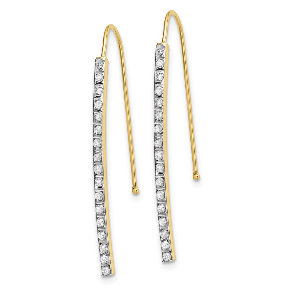 10K Yellow Gold 10K Diamond Fascination Bar Drop Earrings