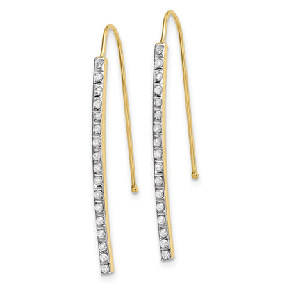 10K Yellow Gold 10K Diamond Fascination Bar Drop Earrings