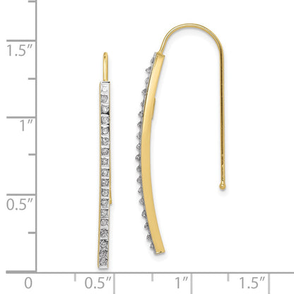 10K Yellow Gold 10K Diamond Fascination Bar Drop Earrings
