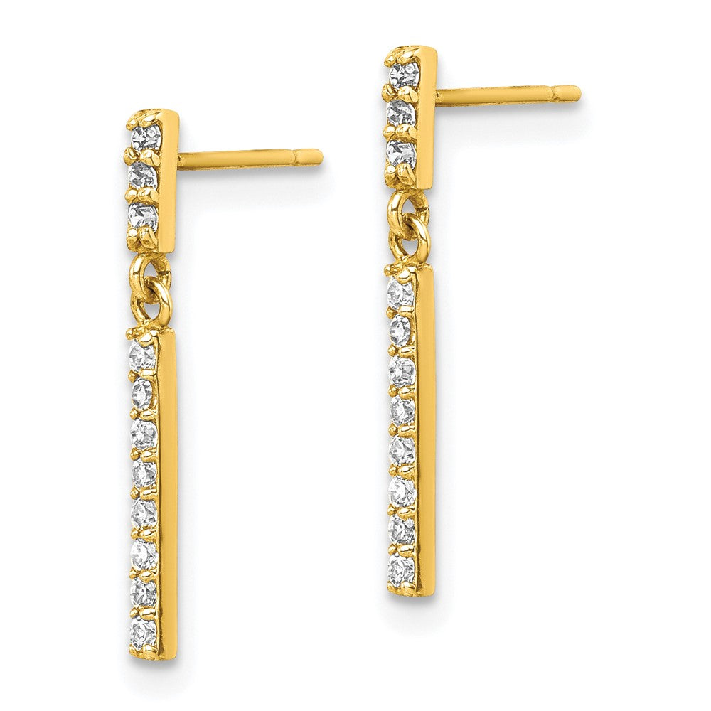 10K Yellow Gold Cz Dangle Earrings