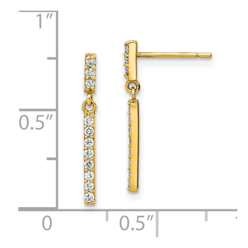 10K Yellow Gold Cz Dangle Earrings