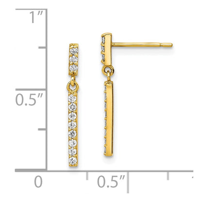 10K Yellow Gold Cz Dangle Earrings